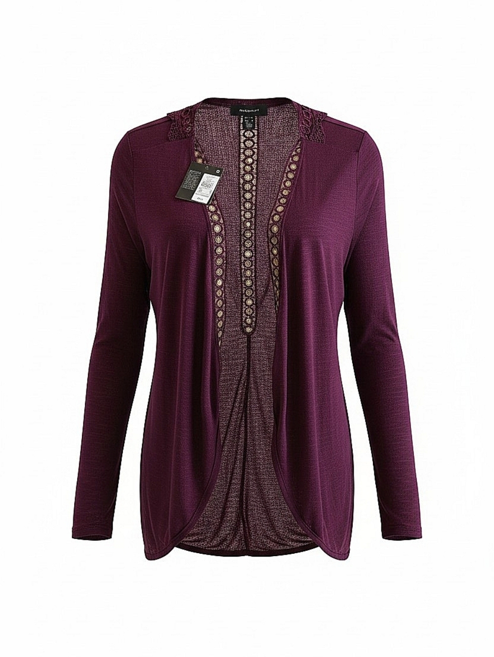 NWT! Atmosphere Open Front Embellished Cardigan - Plum